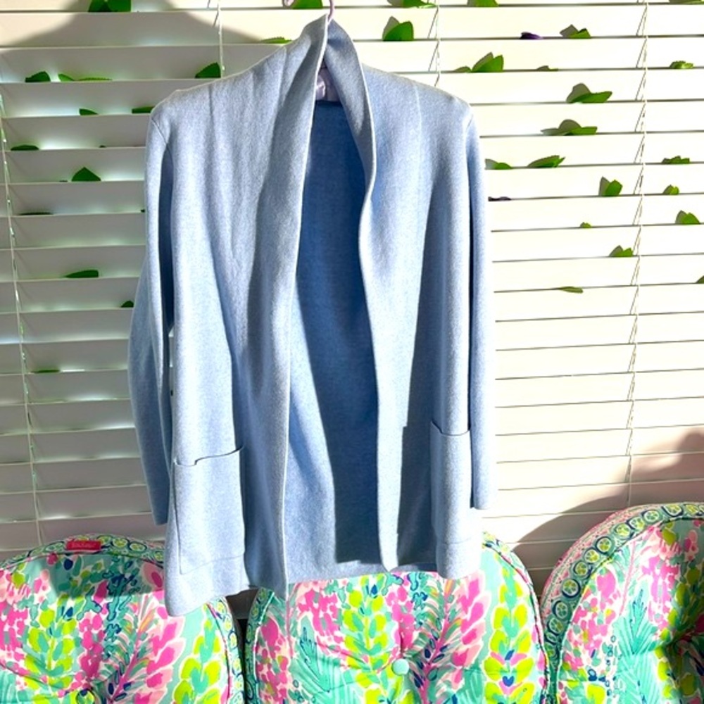 J. Crew light blue open front cotton jacket